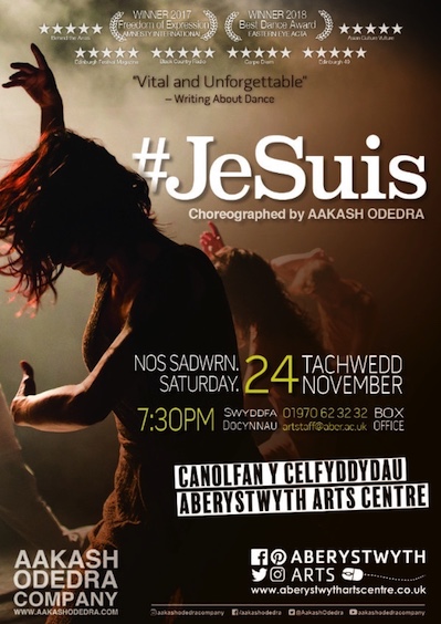 ABERYSTWYTH ARTS CENTRE
Aakash Odedra
#JeSuis
7.30pm
Sadwrn 24 Tachwedd
Saturday 24 November
