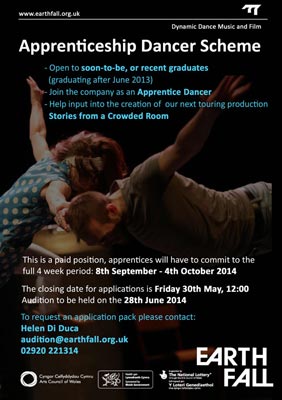 Earthfall to offer three Performer Apprenticeships in the run up to their 25th Anniversary.